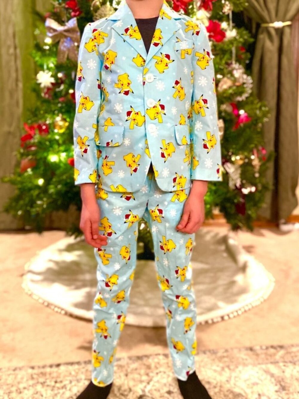 Pokemon 2 Piece Suit For Kids Dress Up Size 5/6 Small Christmas Pikachu